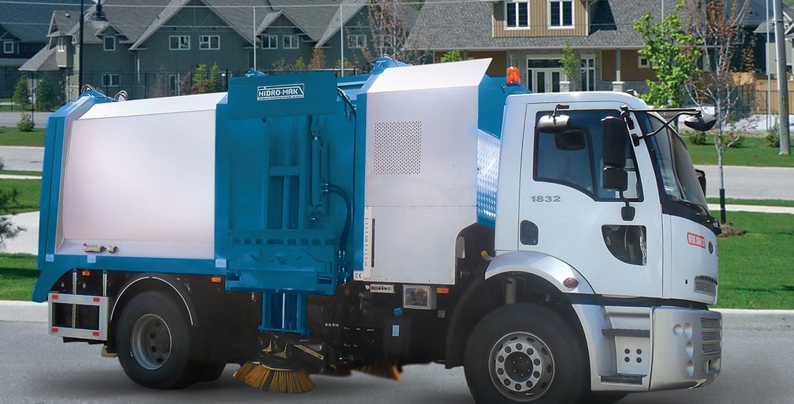 Refuse Compactor with Road Sweeper