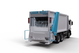 Container Washing Truck on Garbage Compactor