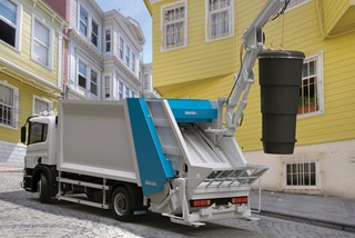 Rear Loading Garbage Compactor with Crane in Rear